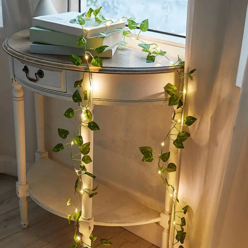 LED Green Leaf Fake Plants String Light 